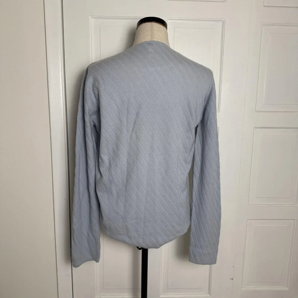 Armani Collezioni Sweater‎ Mens XL Light Blue 100% Cashmere Crewneck Rib Knit
